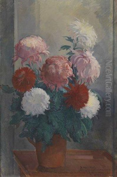 Bouquet De Dalhias. Oil Painting by Guillaume Dulac