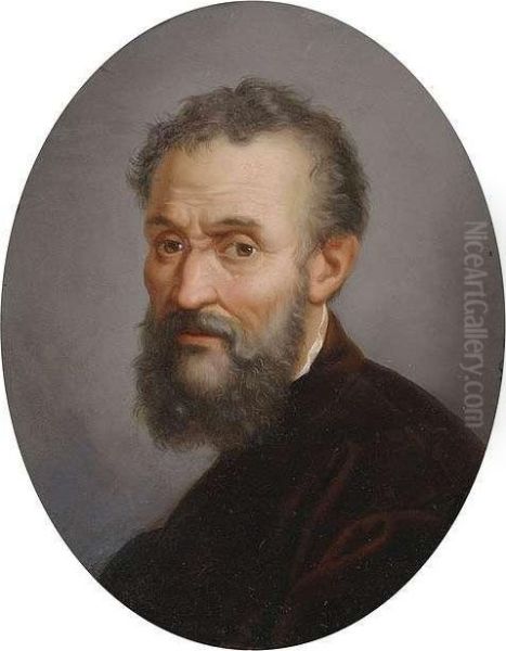 Portrait Of Michelangelo Buonarotti. Oil Painting by Leopoldo Dumini