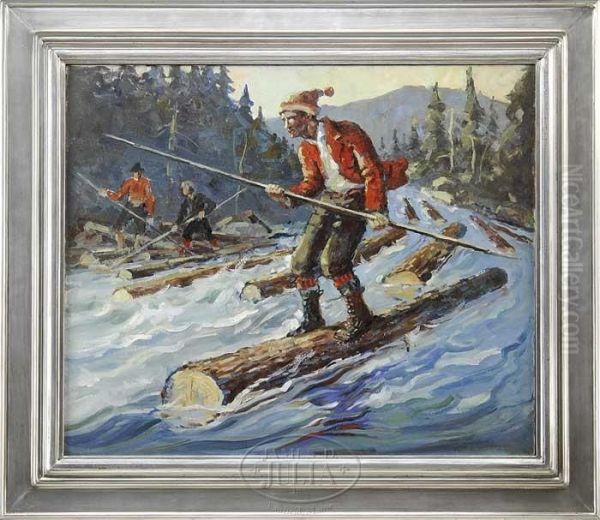 Maine Logging Oil Painting by H. Boylston Dummer