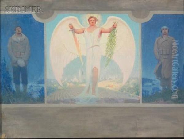 World War I Triptych/a Mural Maquette by Frank Vincent Dumond