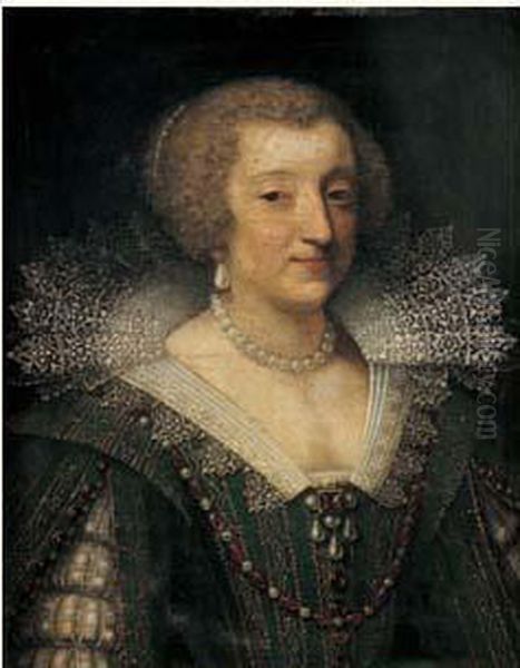 Portrait De Dame Au Collier De Perles Oil Painting by Etienne Ii Dumonstier