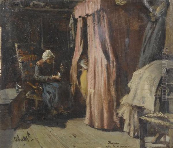 Bonne Chez La Messagere. Oil Painting by Alfred Dumont