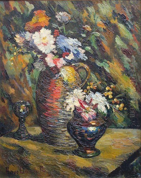 Nature Morte Aux Vases De Fleurs Oil Painting by Pierre Dumont