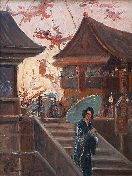 Etude A Yokohama Oil Painting by Robert Dumont-Duparc