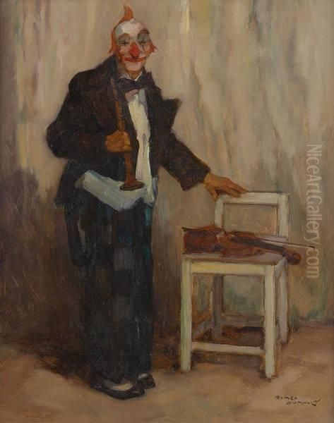 Le Clown Musicien Oil Painting by Romeo Dumoulin