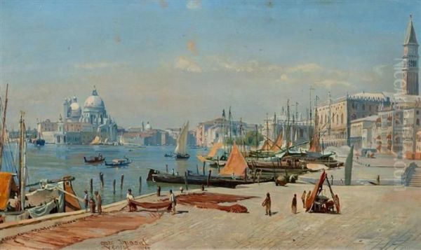 View Of San Marco And Santa Maria Della Salute In Venice . Oil Painting by Jean-Marc Dunant-Vallier