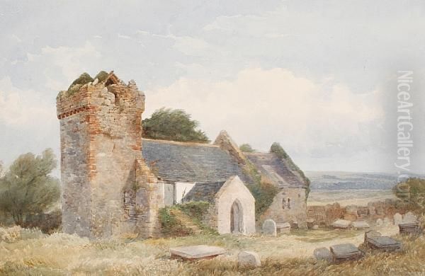 Llandewi Church, Gower, South Wales Oil Painting by Edward R.W.S Duncan