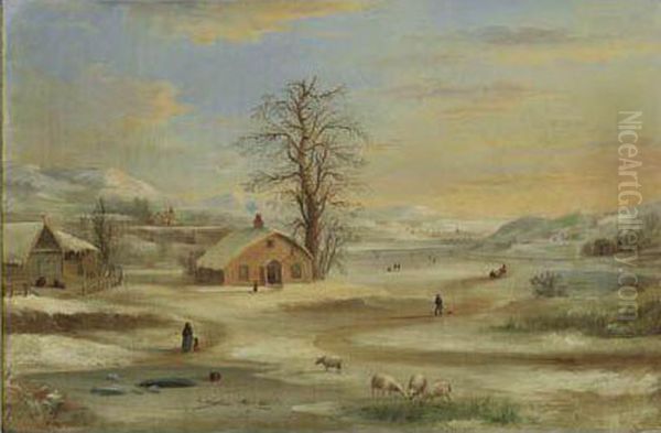 Winter Landscape Oil Painting by Robert Scott Duncanson