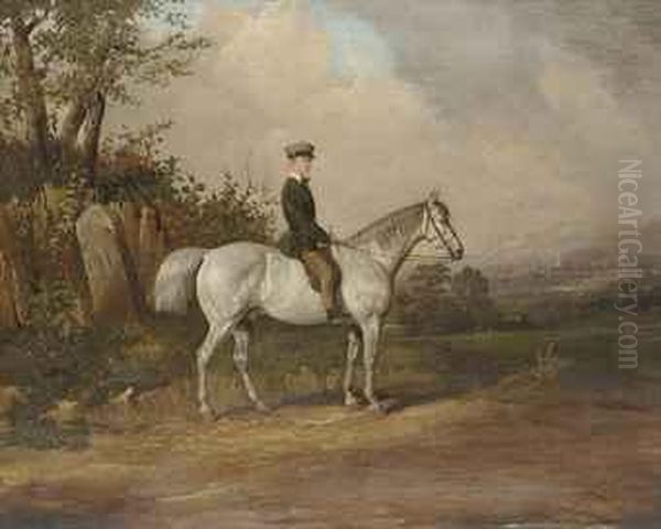 A Young Boy On A Dappled Grey Oil Painting by Joseph Dunn Of Worcester