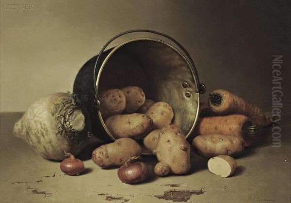 Still Life With Root Vegetables Oil Painting by Robert Spear Dunning