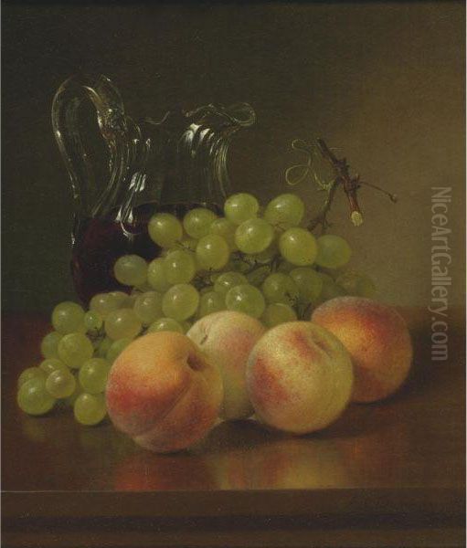 Wine Pitcher, Grapes And Peaches Oil Painting by Robert Spear Dunning