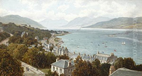 Ardbeg And Cowal Hills, Rothesay Oil Painting by Albert Dunnington