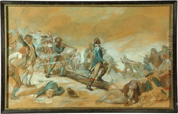 Defense Of Fort Washington Oil Painting by John Ward Dunsmore