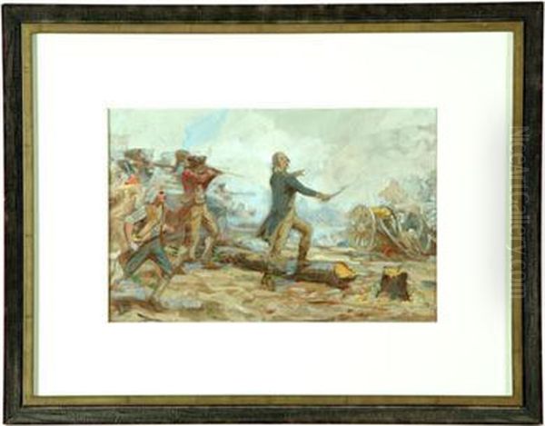 Defense Of Fort Washington Oil Painting by John Ward Dunsmore