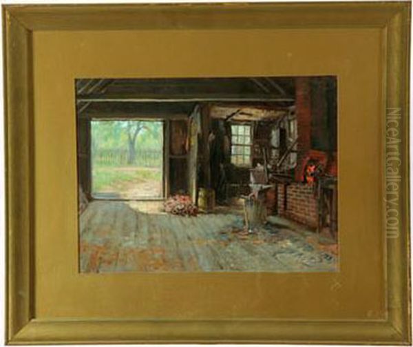 Old Blacksmith Shop Oil Painting by John Ward Dunsmore