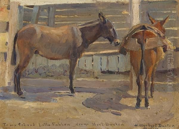 Pack Mules, Mexico Oil Painting by W. Herbert Dunton