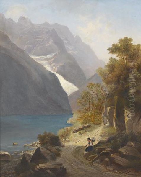 Klontalersee Oil Painting by Alfred Dunz