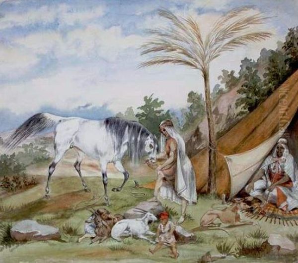 Scene De Campement Oil Painting by Germain Dupac