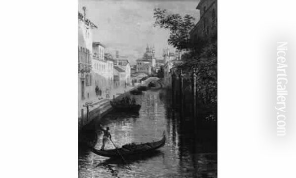 Gondole Dans Un Canal A Venise Huile Sur Toile Signee, Situee Et Datee 1913 En Bas A Droite Oil Painting by Edmond Louis Dupain