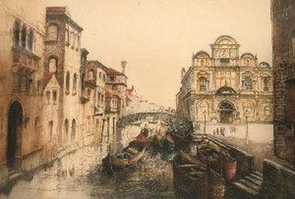 Venetian Canal Oil Painting by A. Dupont