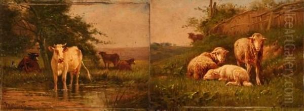 Vaches Et Moutons Oil Painting by A. Dupont