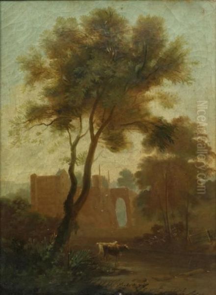 Paysage D'abres Et De Bovins Oil Painting by Dupont Gainsborough