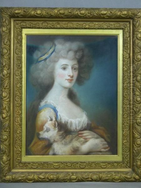 Portrait Of Alady With Small Dog Oil Painting by Dupont Gainsborough