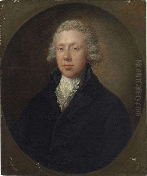 Portrait Of A Gentleman, Traditionally Identified As Samuelkilderbee, Bust-length, In A Black Coat And White Lace Collar Oil Painting by Dupont Gainsborough