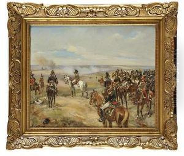 Napoleon 1er Et Son Etat Major Sur Un Champs De Bataille Oil Painting by Henri-Louis Dupray