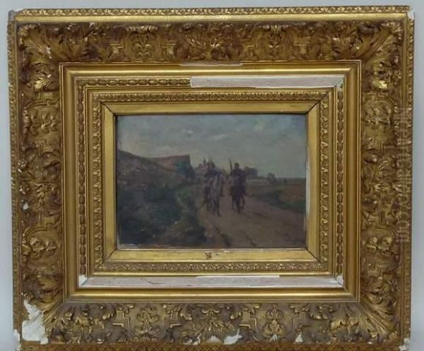  Militaires A Cheval  Oil Painting by Henri-Louis Dupray