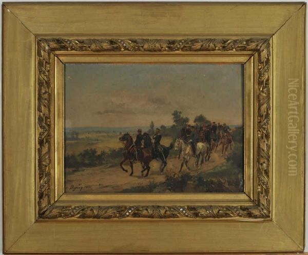 Etat Major A Cheval Oil Painting by Henri-Louis Dupray