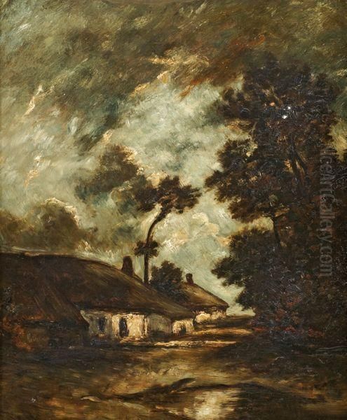  Chaumiere A Cayeux, En Normandie  Oil Painting by Jules Dupre