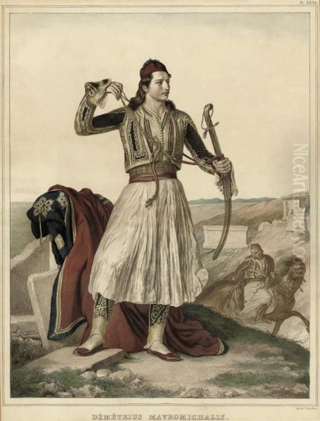 Demetrius Mavromichalis; Chef De Palikares De La Selleide; Grecd'hidra; Un Page De Veli, Pacha De Chessalie; And Jeune Grecthessalien Oil Painting by Louis Dupre