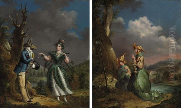 The Thistle And The Ass From The Thistle's Experiences By Hanschristian Andersen; And A Companion Painting Oil Painting by Francois Joseph Dupressoir