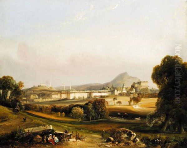 A View Of Edinburgh With Arthur's Seat And Calton Hill Beyond Oil Painting by Francois Joseph Dupressoir