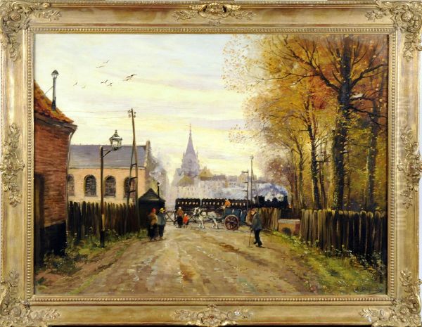 Le Passage Du Train. Oil Painting by Louis Dupuis