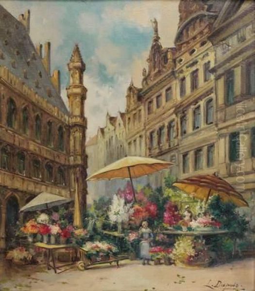 Le Marche Aux Fleurs Oil Painting by Louis Dupuis