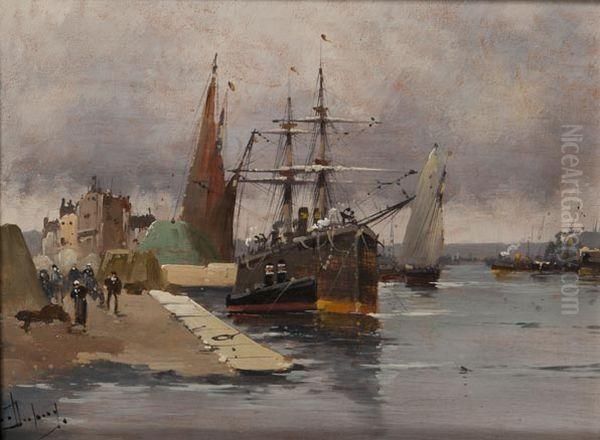 Bateaux Au Port Oil Painting by Louis Dupuy