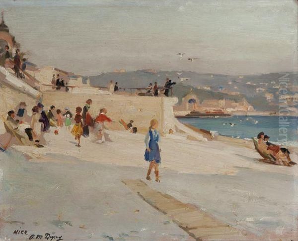 Sur La Plage A Nice Oil Painting by Paul Michel Dupuy