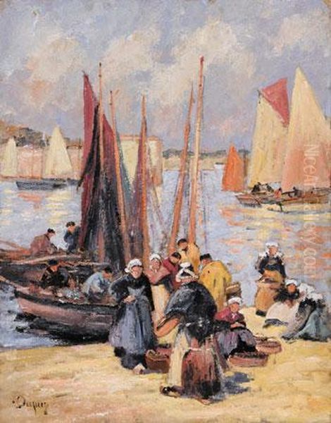 Concarneau Retour De Peche Oil Painting by Paul Michel Dupuy