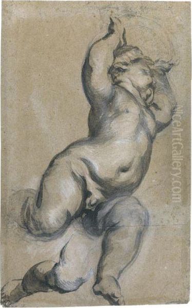 Study Of A Putto, His Arms Raised Oil Painting by Francois Duquesnoy