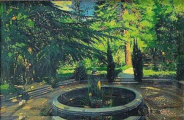 Jardines De La Moncloa Oil Painting by Adolfo Dura Abad