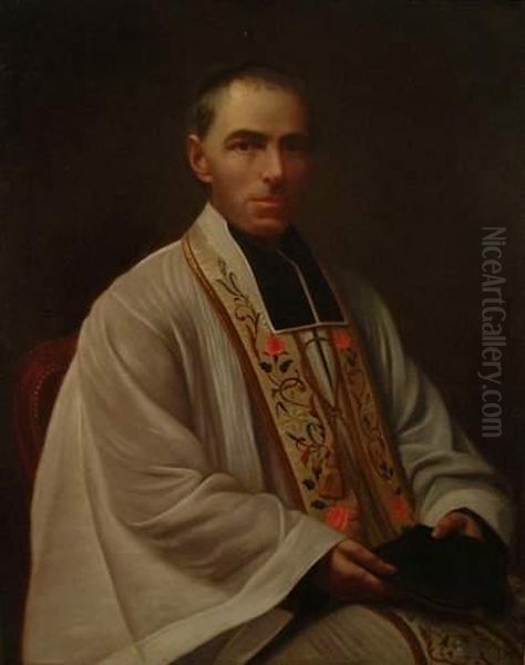 Portrait D'ecclesiastique Oil Painting by Antoine Durand