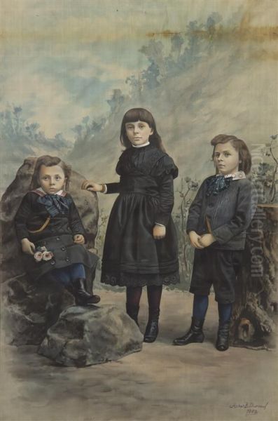 Portrait Of Three Children Oil Painting by Asher Brown Durand