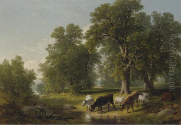 A Summer Afternoon Oil Painting by Asher Brown Durand