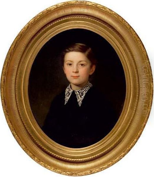 Portrait De Jeune Garcon Oil Painting by Leopold Durangel