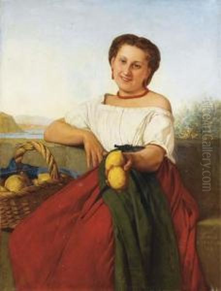 La Marchande De Citrons Oil Painting by Leopold Durangel