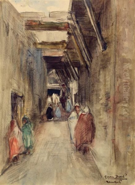 Ruelle A Marrakech Oil Painting by Gaston Jules L. Durel