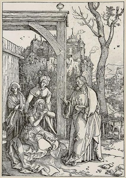 Cristo Despidiendo Sede Su Madre Oil Painting by Durer or Duerer, Albrecht