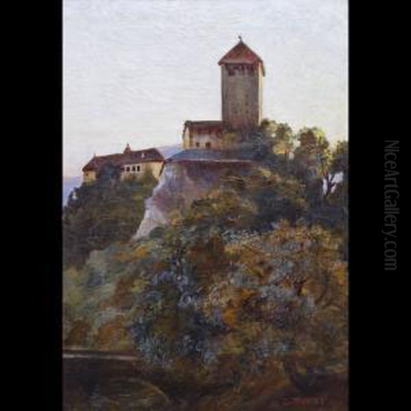 Veduta Di Castel Tirolo Oil Painting by Josef Julius Durst